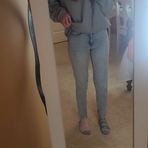 Light wash slightly distressed mom jeans